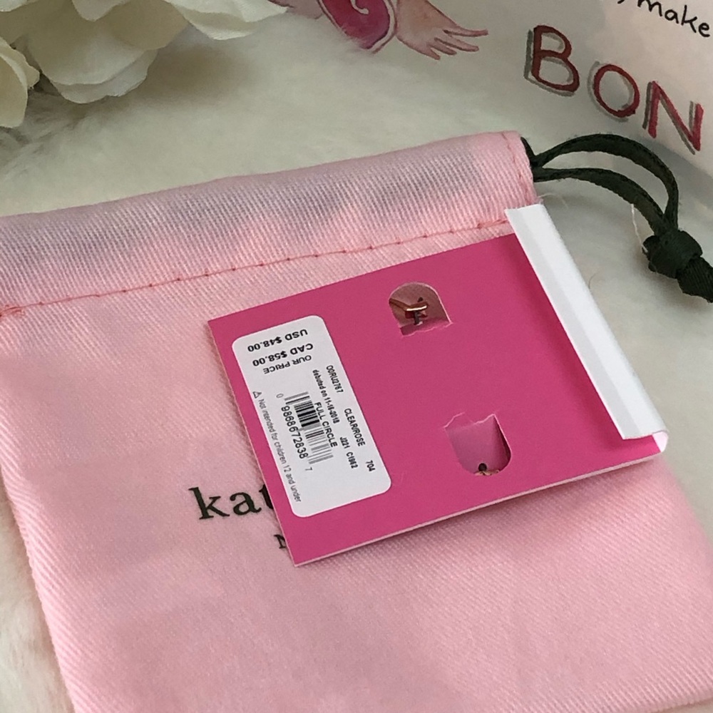 NWT KATE SPADE ♠️ FULL CIRCLE HUGGIES IN ROSE GOLD - Picture 6 of 8